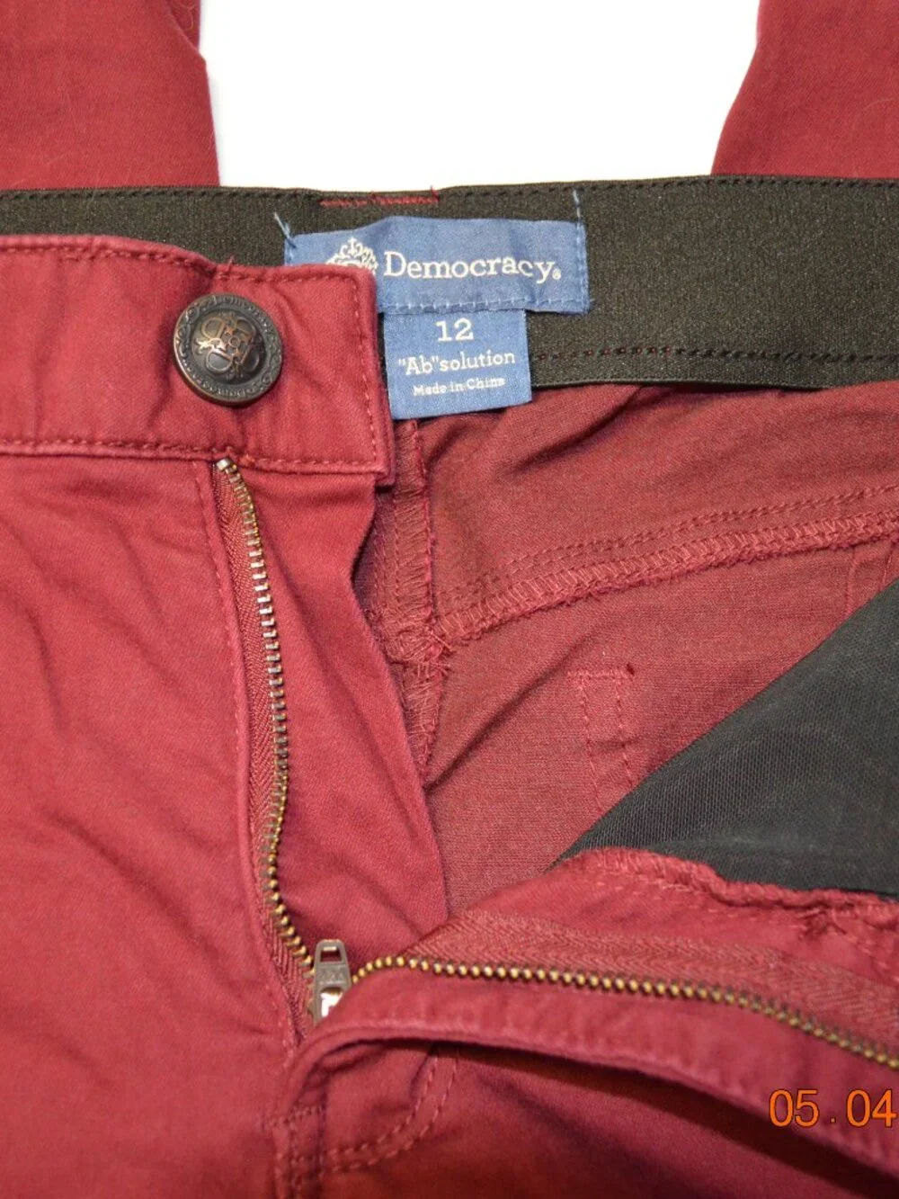 Democracy, 12, Womens' Burgundy Pants - Picture 2 of 4